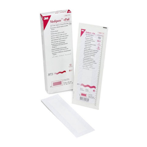 3M, Adhesive Dressing 3M Medipore 3-1/2 X 13-3/4 Inch Soft Cloth Rectangle White Sterile, Box Of 25