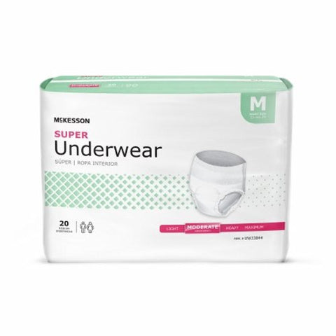 McKesson, Unisex Adult Absorbent Underwear Pull On with Tear Away Seams UW33844, Count of 20