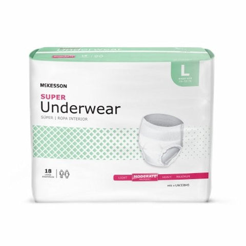 McKesson, Unisex Adult Absorbent Underwear Pull On with Tear Away Seams UW33845, Count of 18