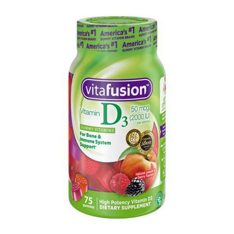 Vitafusion, Vitamin Supplement Vitafusion  Vitamin D 2000 IU Strength Gummy 75 per Bottle Assorted Fruit Flavors, Count of 1