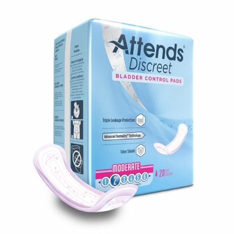 Attends, Bladder Control Pad 10-1/2 Inch Length Moderate Absorbency ADPMOD, Count of 20