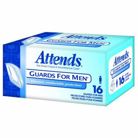 Attends, Bladder Control Pad Attends  Guards For Men  8-1/2 X 10-1/4 Inch Light Absorbency Polymer Core One S, Box Of 16