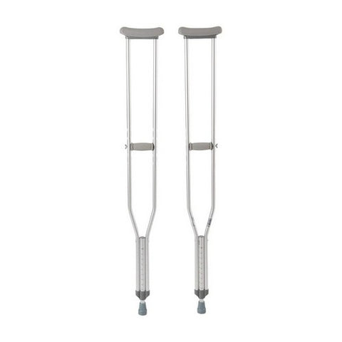 McKesson, Underarm Crutches McKesson Aluminum Frame Tall Adult 350 lbs. Weight Capacity Push Button / Wing Nut, 1 Pair