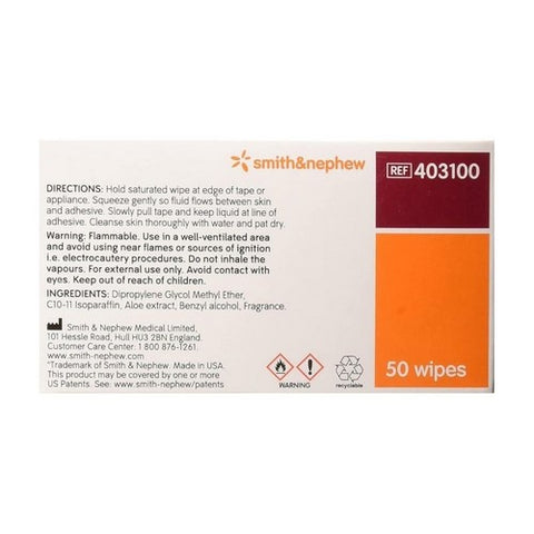Smith & Nephew, Adhesive Remover Remove Wipe, Box Of 50
