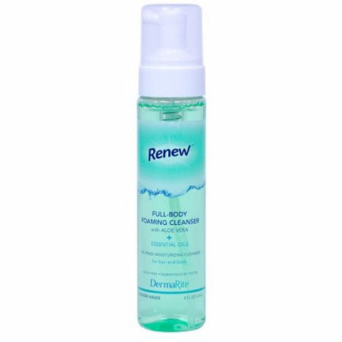 DermaRite, Rinse-Free Body Wash Renew Foaming Pump Bottle Citrus Scent, 8 Oz