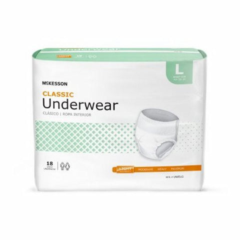 McKesson, Unisex Adult Absorbent Underwear Classic Pull On with Tear Away UWELG, Count of 4