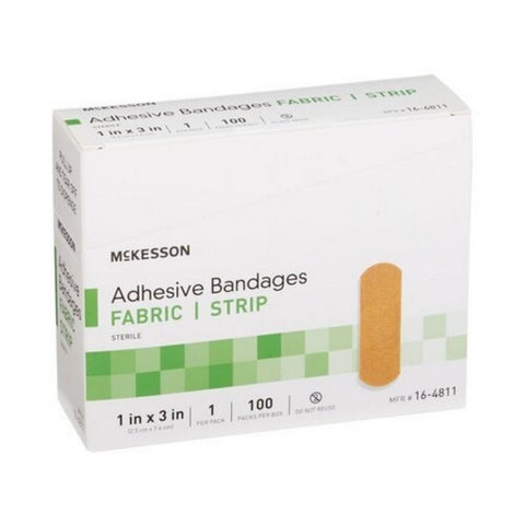 McKesson, Adhesive Strip 1 X 3 Inch Fabric Rectangle Tan Sterile 16-4811, 1 X 3 Inch, Tan