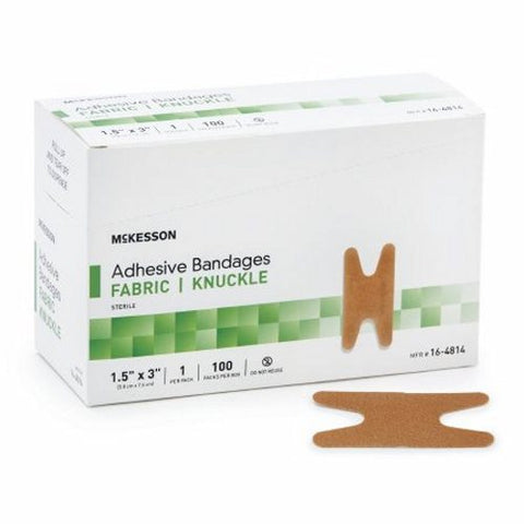 McKesson, Adhesive Strip 1-1/2 X 3 Inch Fabric Knuckle Tan Sterile 16-4814, Case Of 24
