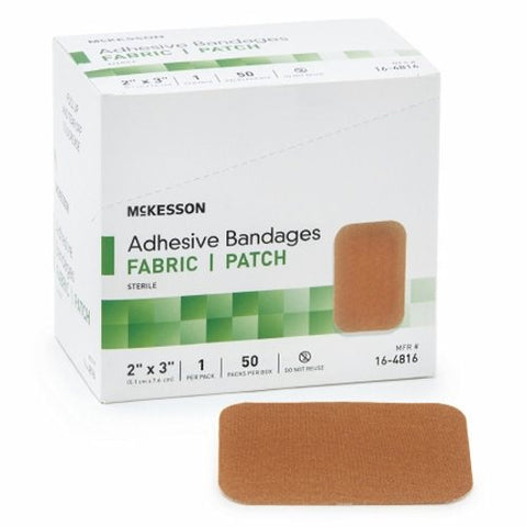 McKesson, Adhesive Strip 2 X 3 Inch Fabric Rectangle Tan Sterile 16-4816, Case Of 24