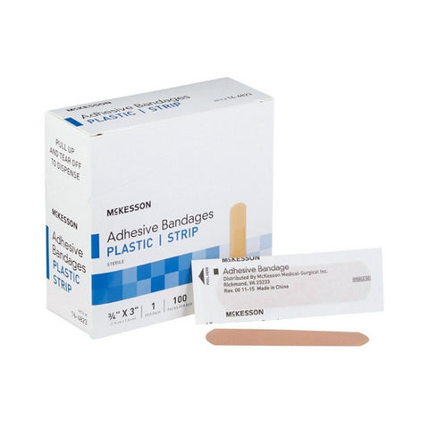 McKesson, Adhesive Strip 3/4 X 3 Inch Plastic Rectangle Tan Sterile 16-4823, Box Of 1