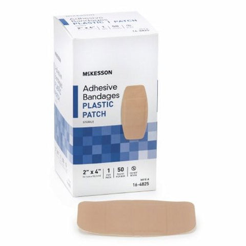 McKesson, Adhesive Strip 2 X 4 Inch Plastic Rectangle Tan Sterile 16-4825, Box Of 1