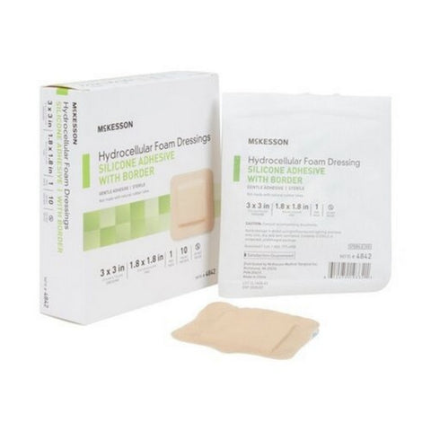 McKesson, Foam Dressing 3 X 3 Inch With Border Film Backing Silicone Gel 4842, Count of 1