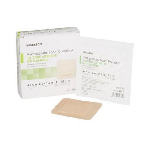 McKesson, Foam Dressing 4 X 4 Inch With Border Film Backing Silicone Gel 4843, 1 Each