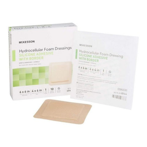 McKesson, Foam Dressing 6 X 6 Inch With Border Film Backing Silicone Gel 4844, Case Of 20