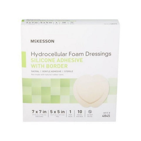 McKesson, Foam Dressing 7 X 7 Inch With Border Film Backing Silicone Gel 4845, 1 Each