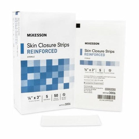 McKesson, Skin Closure Strip 1/8 X 3 Inch Nonwoven Material 3006, Case Of 4