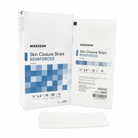 McKesson, Skin Closure Strip 1/4 X 4 Inch Nonwoven Material Reinforced Strip White 3009, Case Of 4