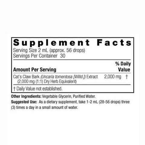 Nature's Answer, Cats Claw Inner Bark, Alcohol Free Extract 2 FL Oz