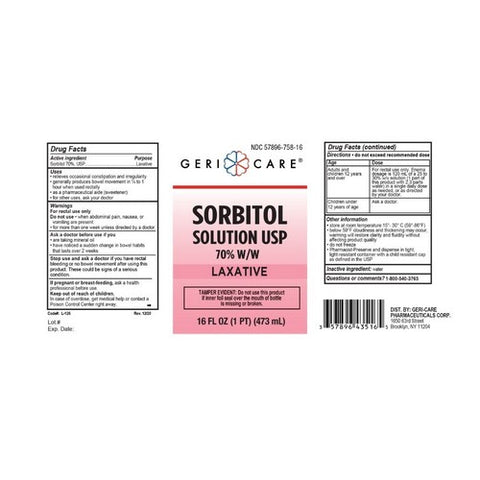 Gericare, Laxative Geri-Care  Liquid 16 oz. 70% Strength Sorbitol, 16 Oz