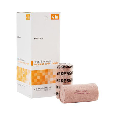 McKesson, Elastic Bandage 4 Inch X 5 Yard Single Hook and Loop Closure 054, Case Of 5