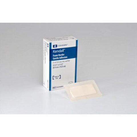 Cardinal, Foam Dressing 3-1/2 X 5-1/2 Inch With Border Film Backing Silicone 55546BG, Box Of 10