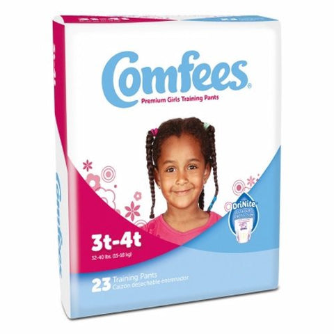Attends, Female Toddler Training Pants Comfees  Pull On with Tear Away Seams 3T to 4T Disposable Moderate Abs, Case Of 6