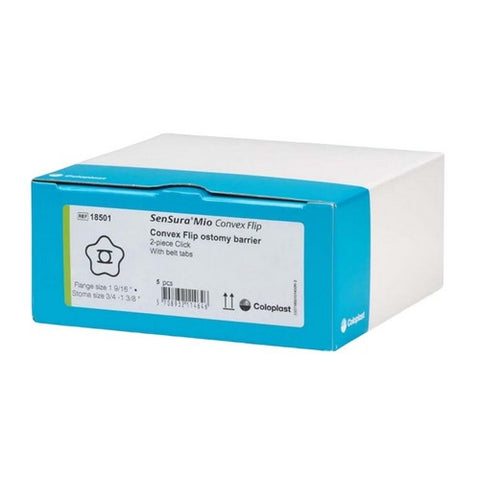 Coloplast, Ostomy Barrier SenSura  Mio Convex Flip Pre-Cut, Standard Wear Green Code 3/4 Inch Stoma, Box Of 5