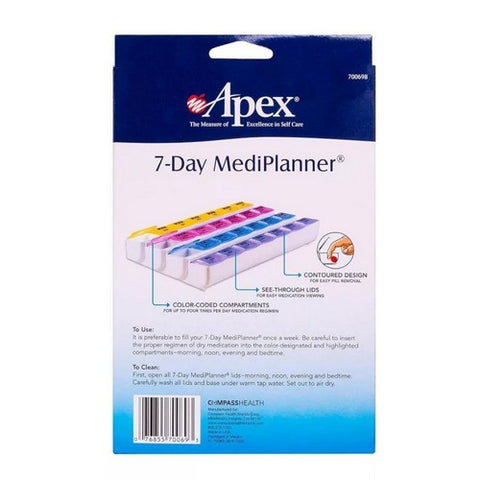 Mediplanner, Pill Organizer Mediplanner  Standard Size 7 Day 4 Dose, Count of 1