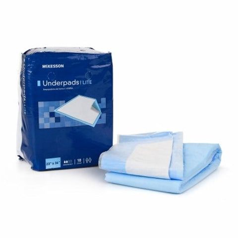 McKesson, Disposable Underpad 23 X 36 Inch Fluff Mat Light Absorbency UPLT2336, Count of 10