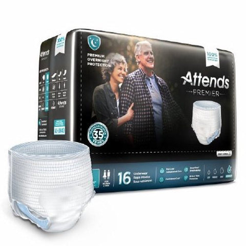 Attends, Premier Protective Underwear With Dry Lock Containment Core For Adult Incontinence Care Unisex Large, Count of 16