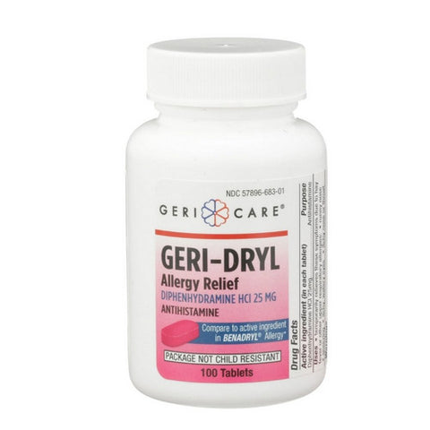 Basic Vitamins, Allergy Relief Geri-Dryl 25 mg Strength Tablet 100 per Bottle, 100 Tablets