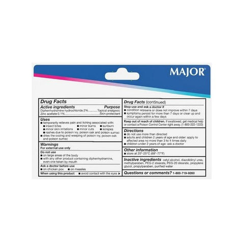 Major Pharmaceuticals, Itch Relief Banophen 2% - 0.1% Strength Cream 30 Gram Tube, 30 Grams