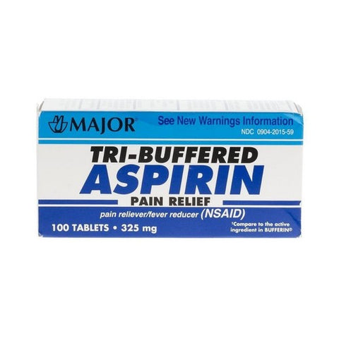 Major Pharmaceuticals, Pain Relief Major  325 mg Strength Aspirin / Calcium Carbonate Tablet 100 per Bottle, Count of 1