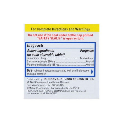 Band-Aid, Antacid Pepcid  Complete 800 mg - 165 mg - 10 mg Strength Chewable Tablet 25 per Box, Box Of 1