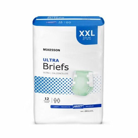 McKesson, Unisex Adult Incontinence Brief McKesson Ultra Tab Closure 2X-Large Disposable Heavy Absorbency, Count of 4