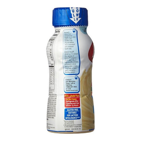 Nestle Healthcare Nutrition, Oral Supplement Boost  Plus Very Vanilla Flavor 8 oz. Container Bottle Ready to Use, Case of 6