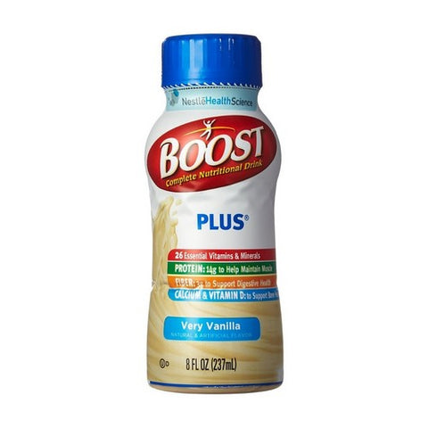 Nestle Healthcare Nutrition, Oral Supplement Boost  Plus Very Vanilla Flavor 8 oz. Container Bottle Ready to Use, Case of 6
