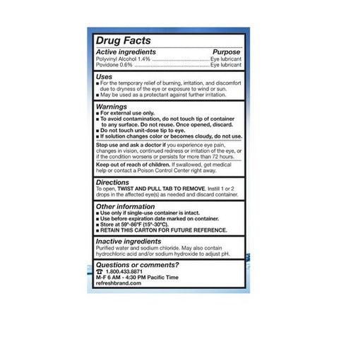 Refresh, Classic Preservative-Free Eye Drops Single-Use Containers, Count of 50