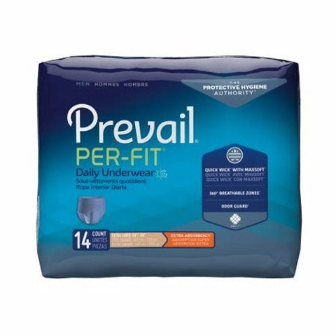 First Quality, Male Adult Absorbent Underwear Prevail  Per-Fit  Men Pull On with Tear Away Seams X-Large Disposable, Count of 14