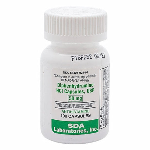 SDA Labs, Diphenhydramine HCL, 50 Mg, 100 Caps