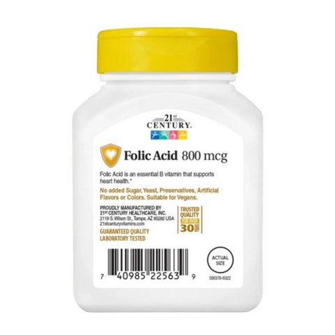 21st Century, Folic Acid, 800 mcg, 180 Tabs
