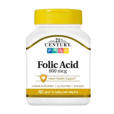 21st Century, Folic Acid, 800 mcg, 180 Tabs