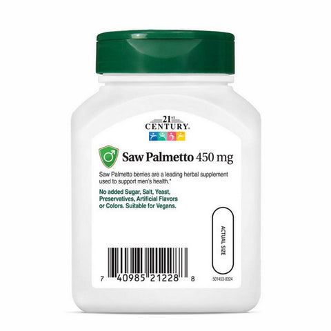 21st Century, Saw Palmetto, 450mg, 60 Veg Caps