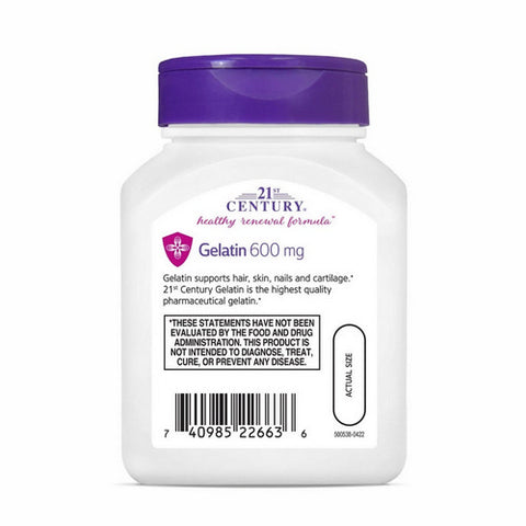 21st Century, Gelatin, 600 mg, 100 Caps