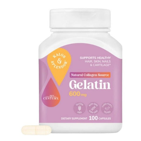 21st Century, Gelatin, 600 mg, 100 Caps