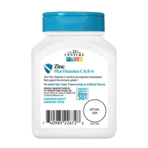 21st Century, Zinc Chewable with C & B6 Cherry Chew, 90 Tabs
