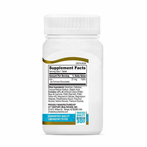 21st Century, Iron, 27 mg 110 Tablets