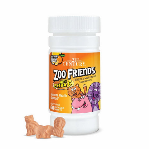 21st Century, Zoo Friends Multivitamin with Xtra C, 60 Chewable Tabs