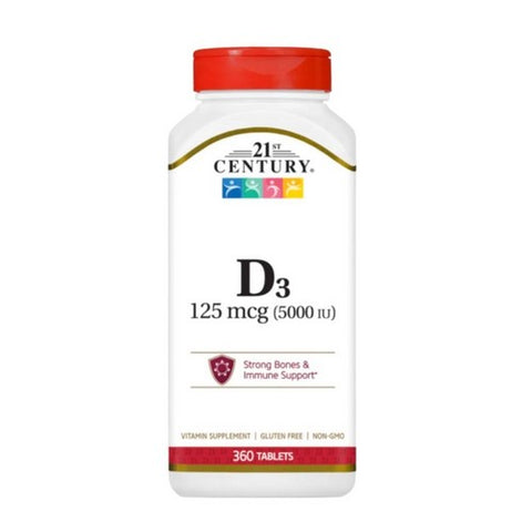 21st Century, Vitamin D3, 125mcg, 5000IU 360 Tabs