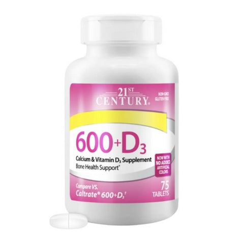 21st Century, Calcium 600 + Vitamin D 3, 75 Caplets